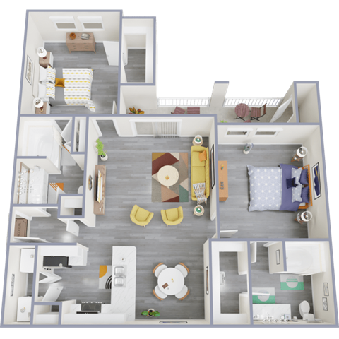 a floor plan of a 3 bedroom apartment